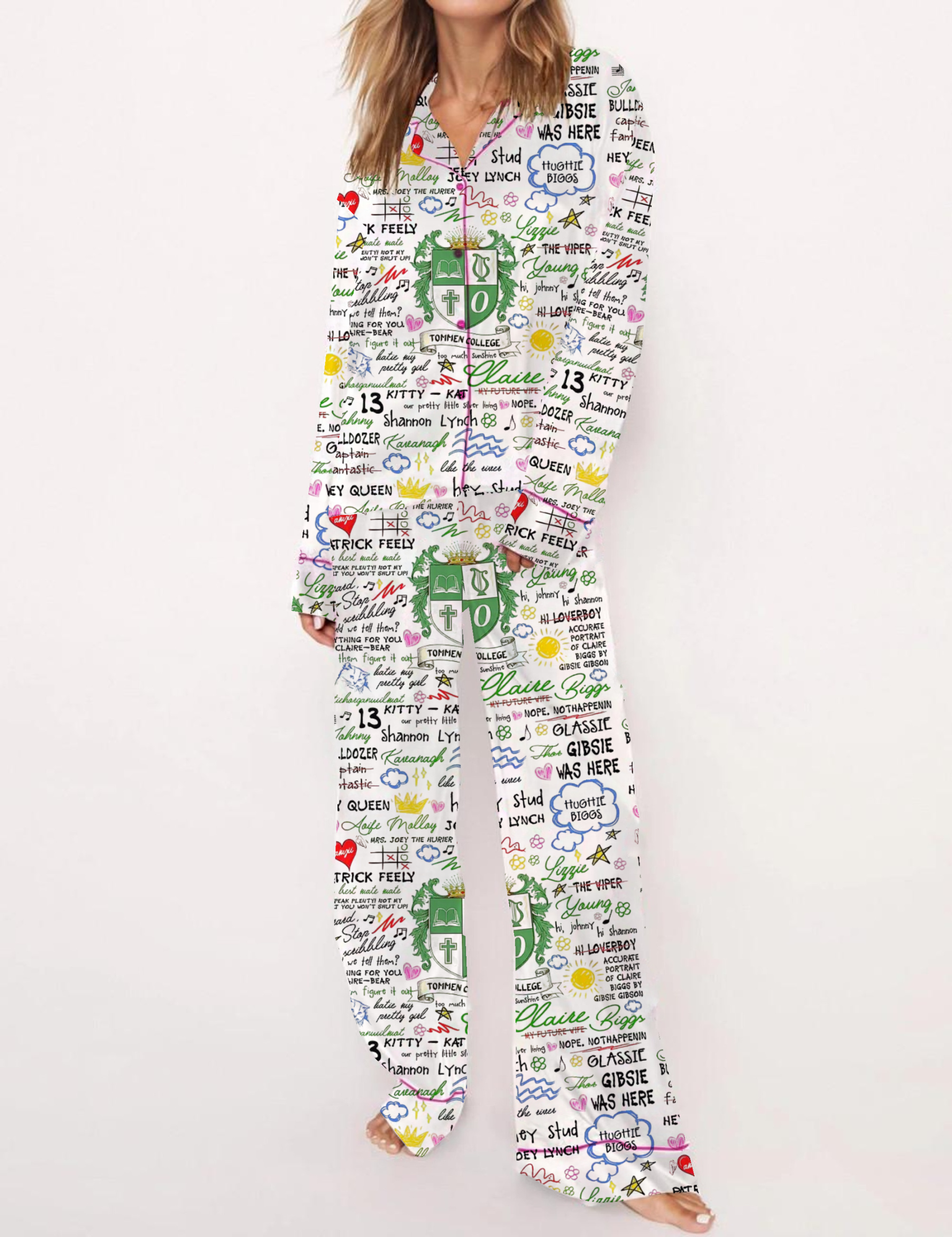 Tommen College Silky Satin Pajama Set For Women