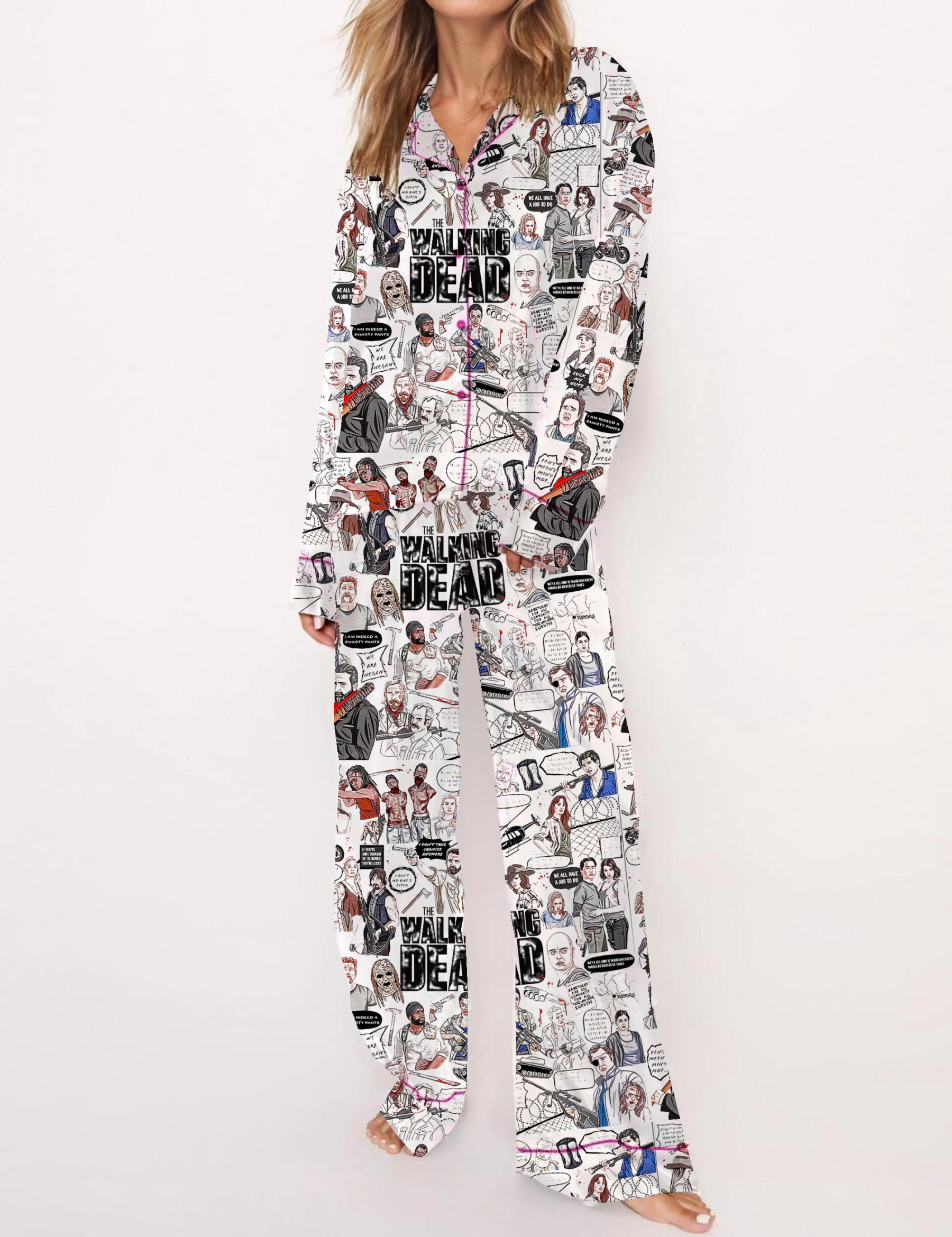 The Walking Dead Silky Satin Pajama Set For Women