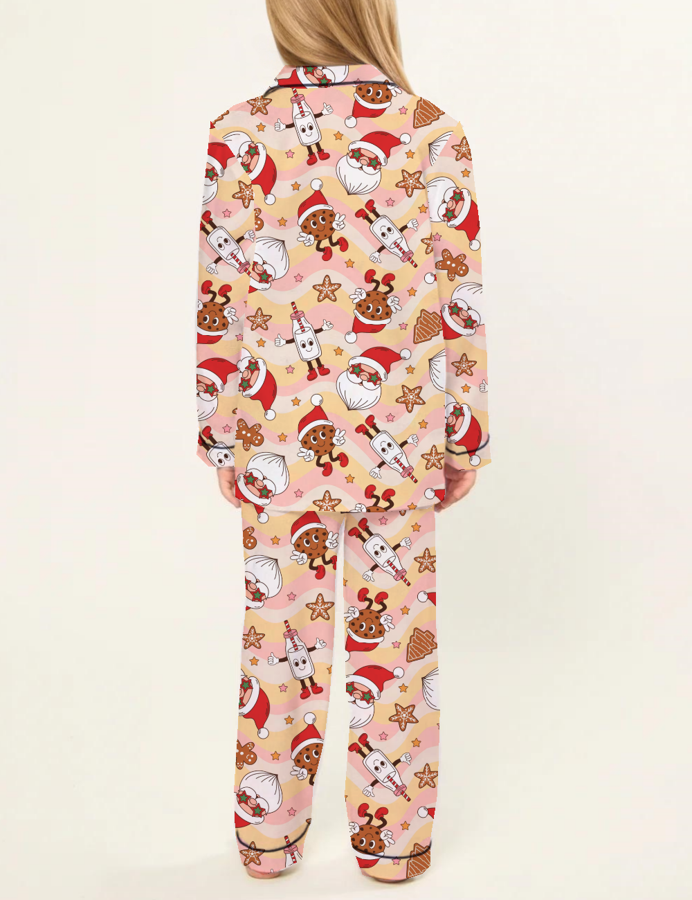 Groovy Christmas Kid's Short Sleeve  Silky Satin Pajama Set 