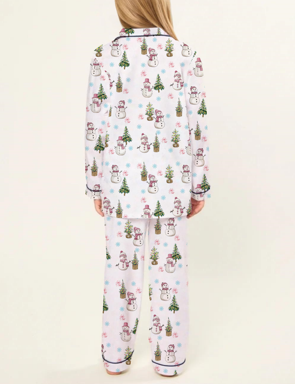 Christmas Snowman Kid's Silky Satin Pajama Set 