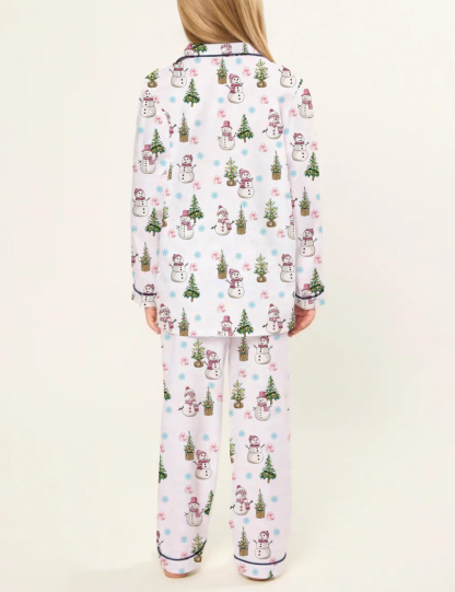 Christmas Snowman Kid's Silky Satin Pajama Set 