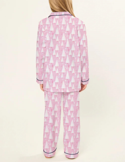 Pink Christmas Kid's Silky Satin Pajama Set 