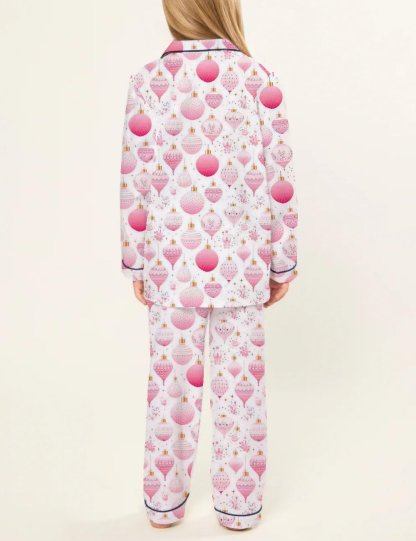 Pink Christmas Kid's Silky Satin Pajama Set 