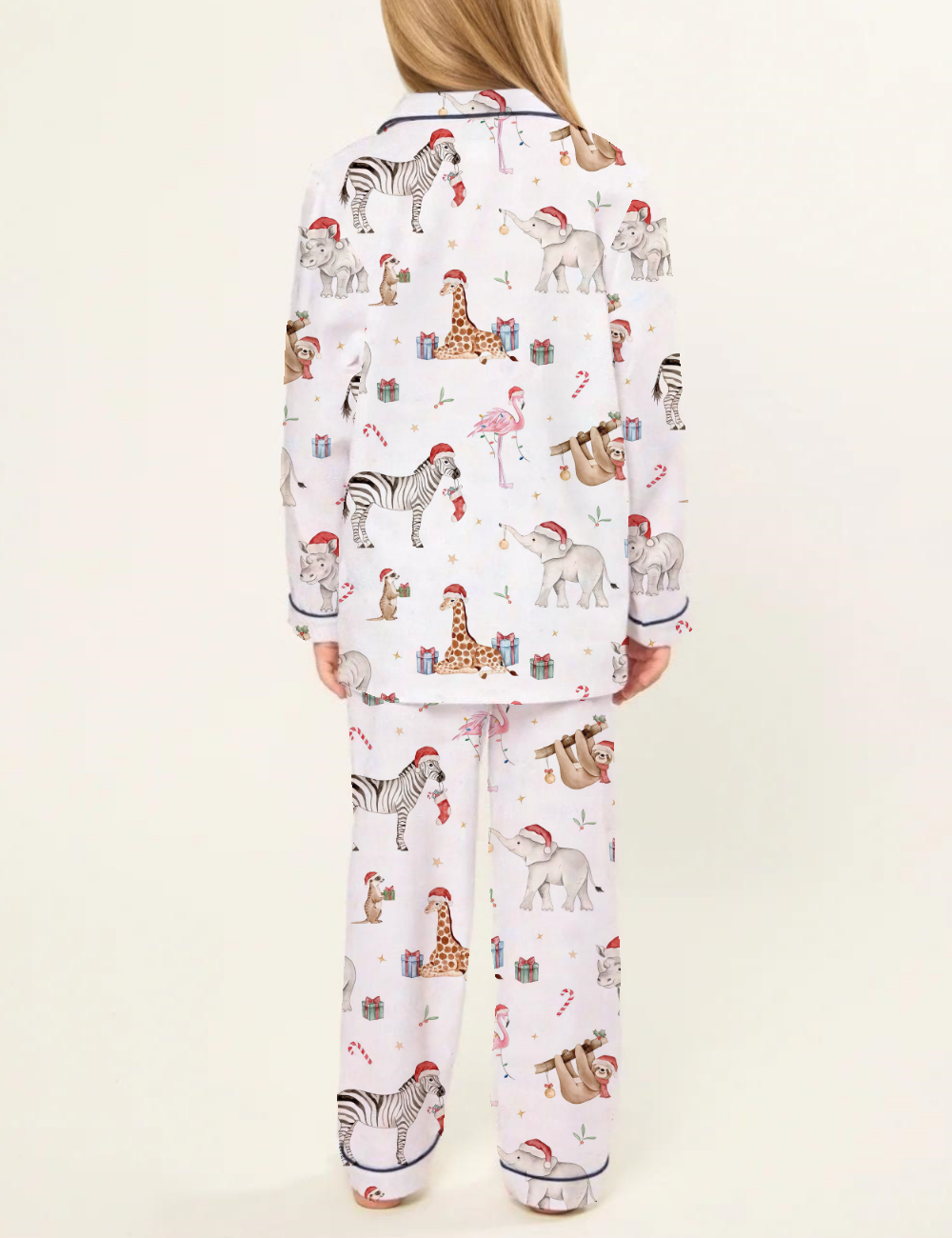 Christmas Animal Theme Kid's Silky Satin Pajama Set 