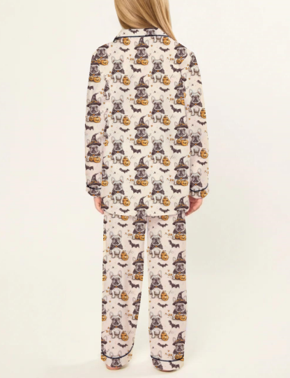 French Bulldog Halloween Kid's Silky Satin Pajama Set