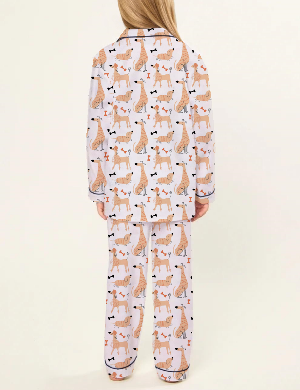 Cartoon Dog Kid's Silky Satin Pajama Set 