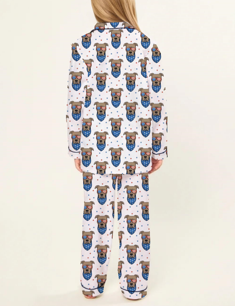 Patriotic Pit Bulls Kid's Silky Satin Pajama Set 