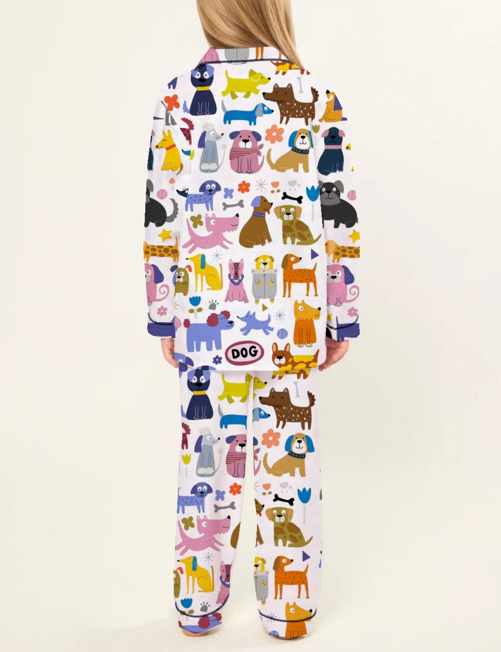 Dog Party Kid's Silky Satin Pajama Set 