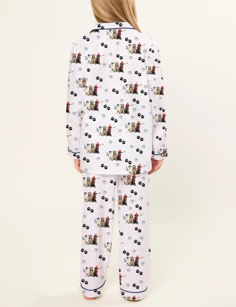 Labrador Retriever Ski Kid's Silky Satin Pajama Set 