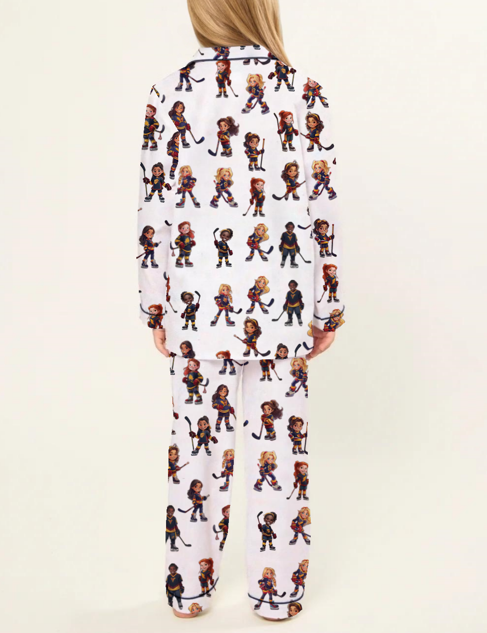 Ice Hockey Kid's Silky Satin Pajama Set 