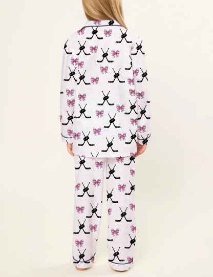 Ice Hockey Kid's Silky Satin Pajama Set 