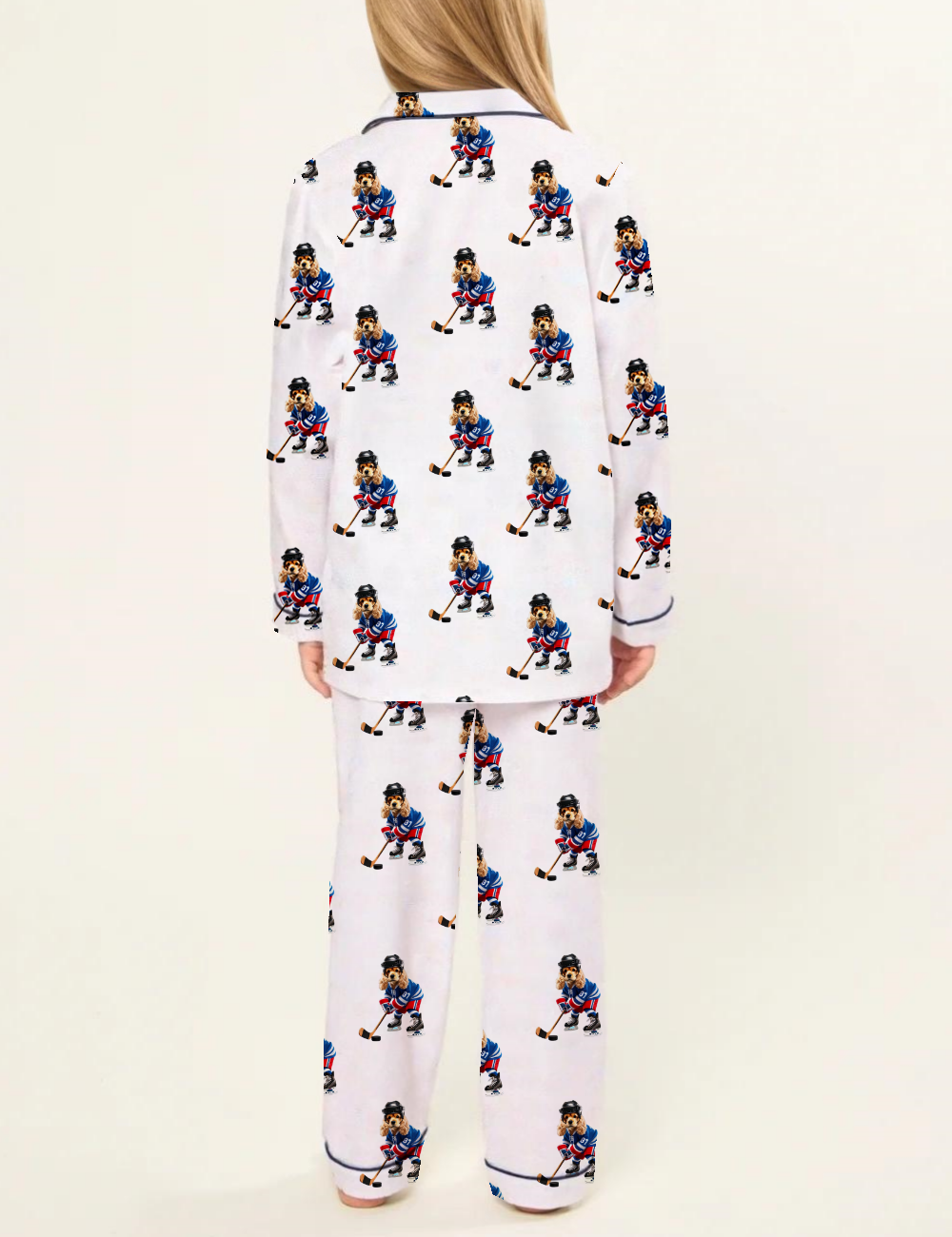 American Cocker Spaniel Ice Hockey Kid's Silky Satin Pajama Set 