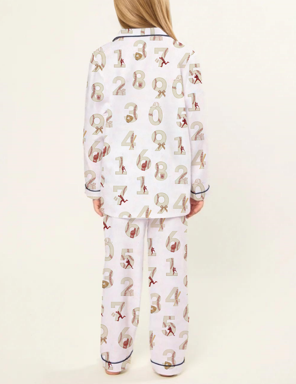 Numbers Baseball Kid's Silky Satin Pajama Set 