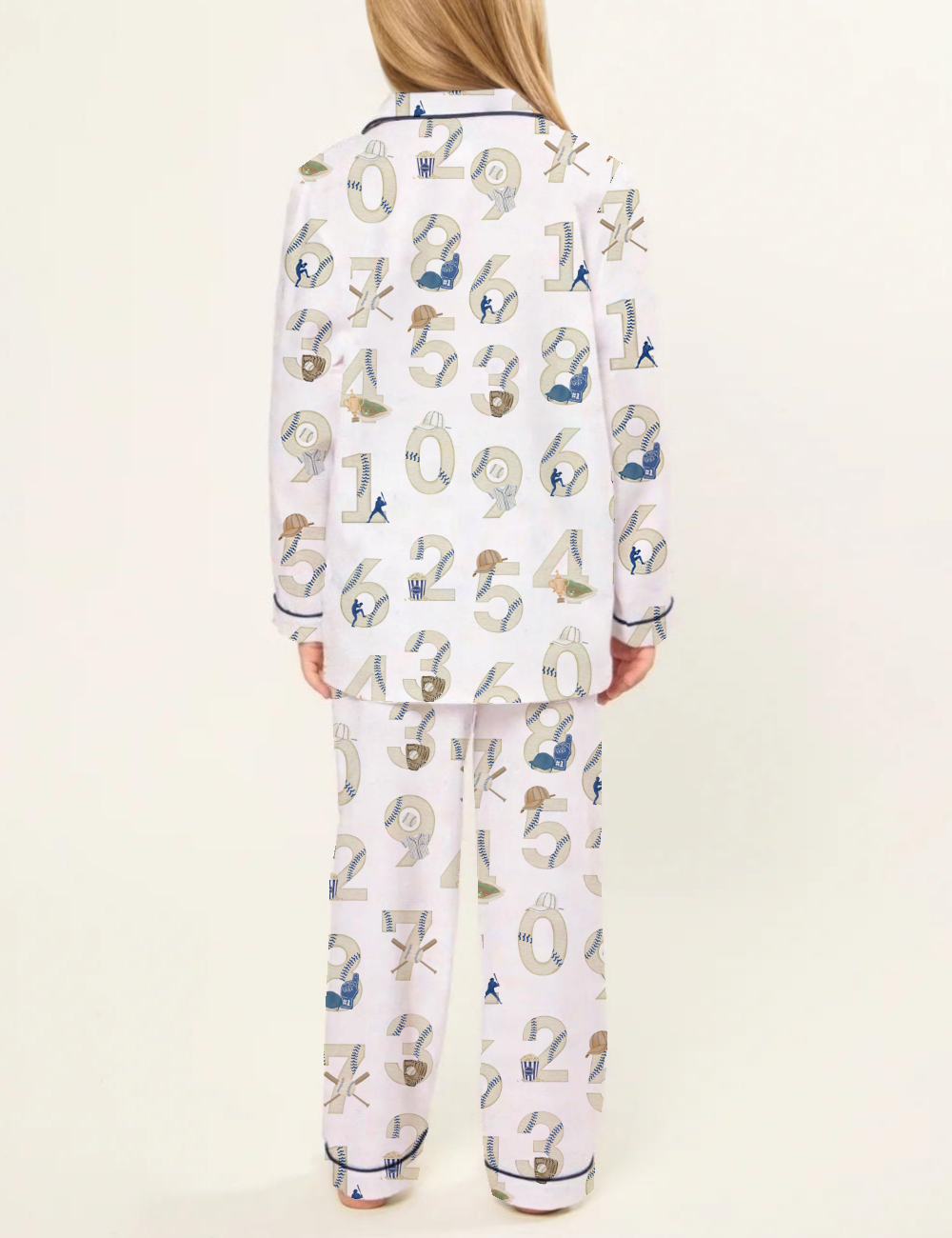 Numbers Baseball Kid's Silky Satin Pajama Set 