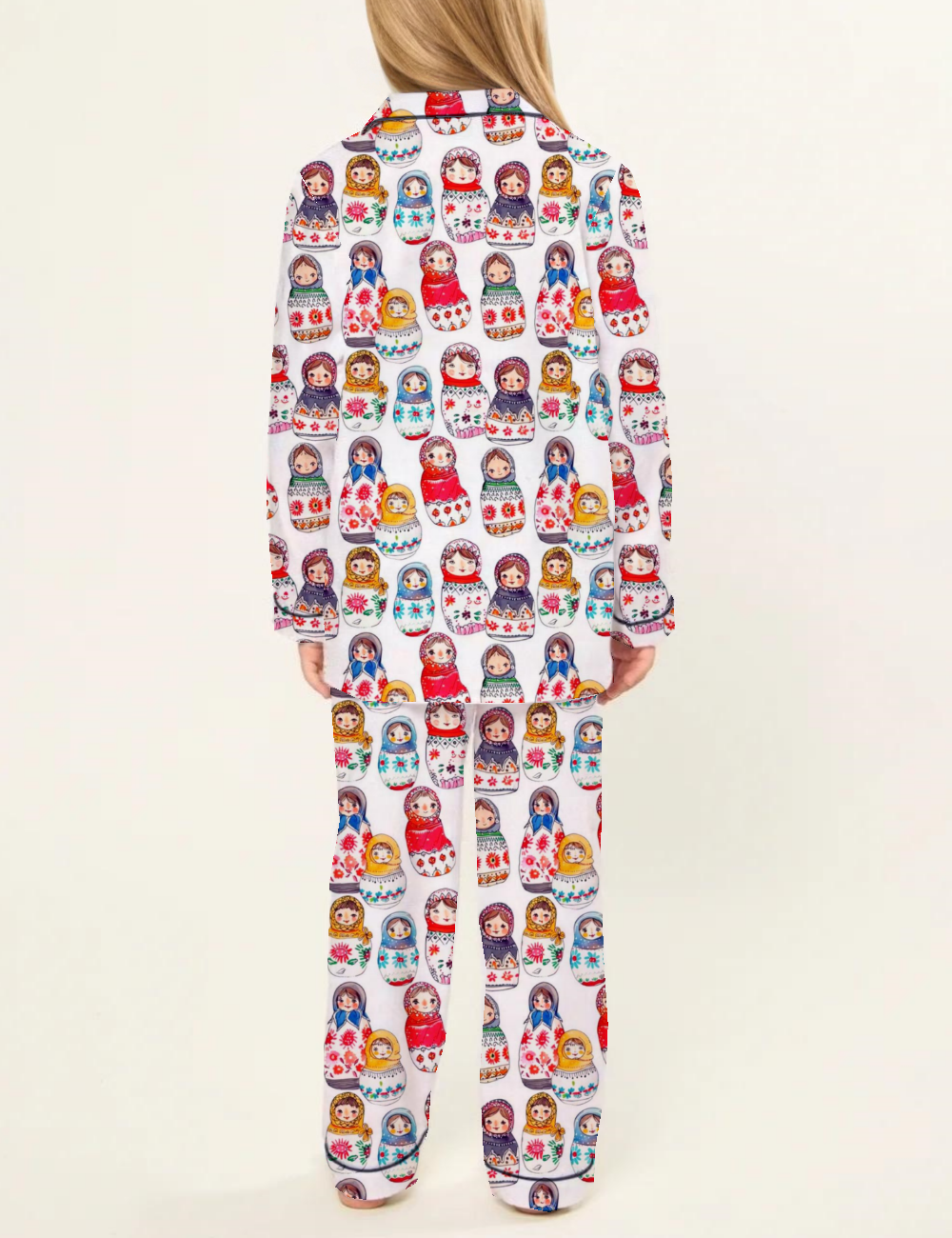 Matryoshka Doll Kid's Silky Satin Pajama Set 