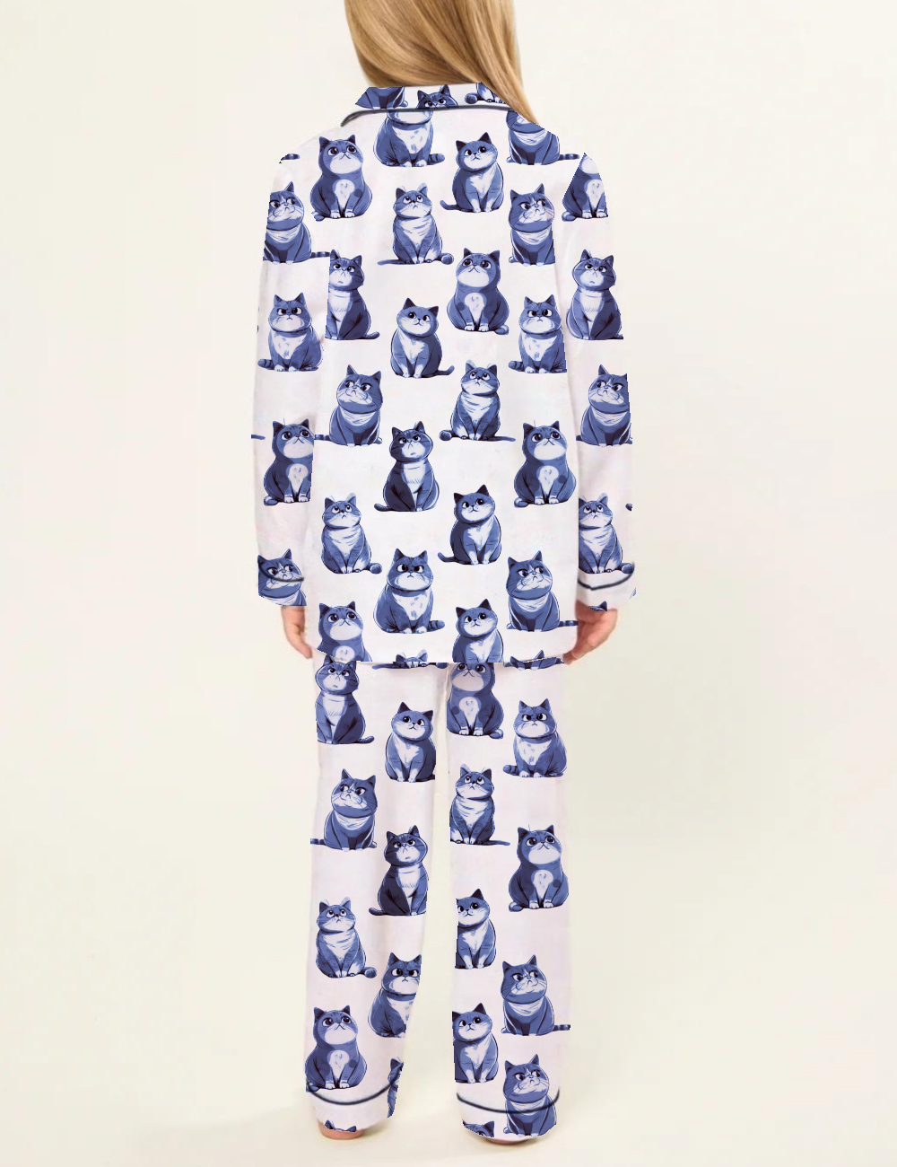 British Shorthair Kid's Silky Satin Pajama Set 