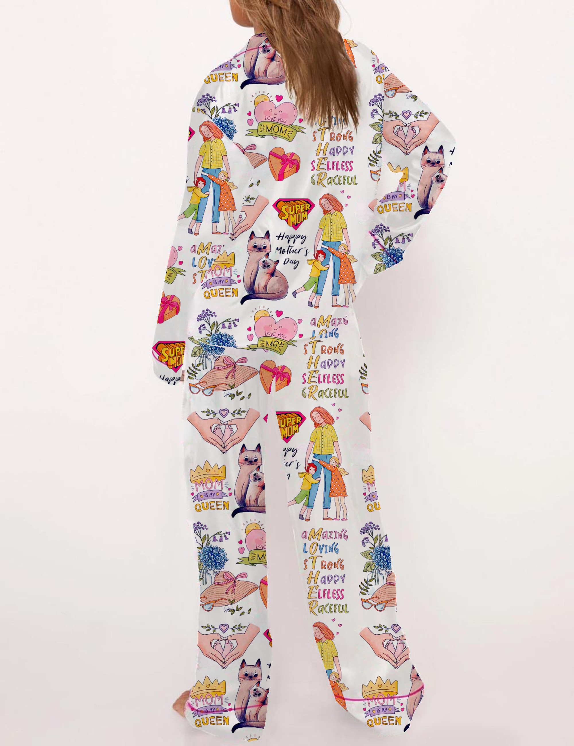 Mother‘s Day Silky Satin Pajama Set For Women