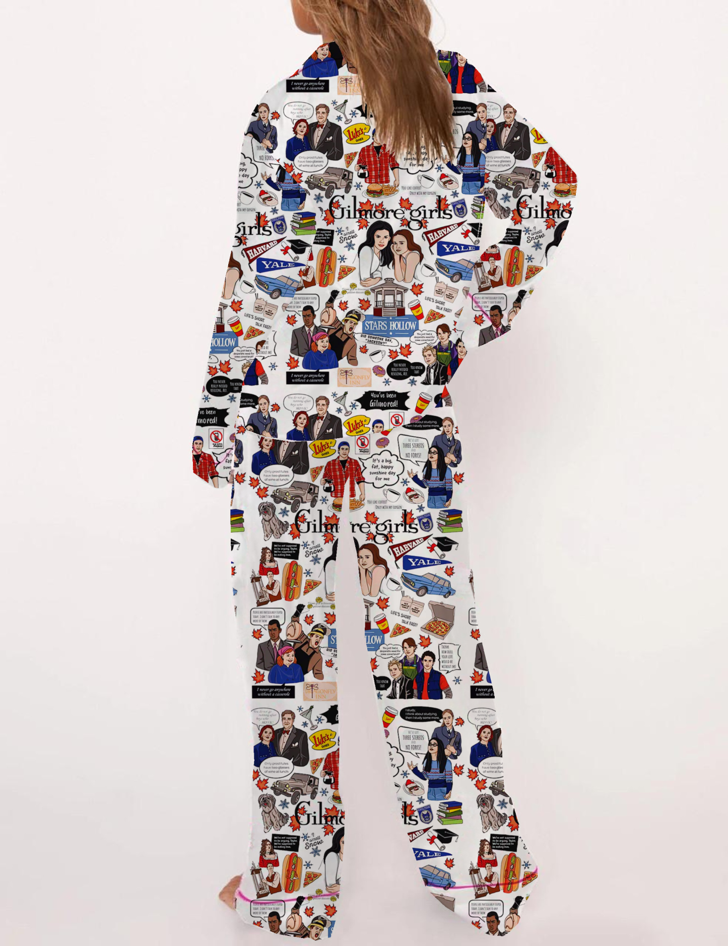 Gilmore Girls Silky Satin Pajama Set For Women