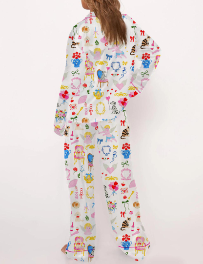 Vantine's Day Love Silky Satin Pajama Set For Women