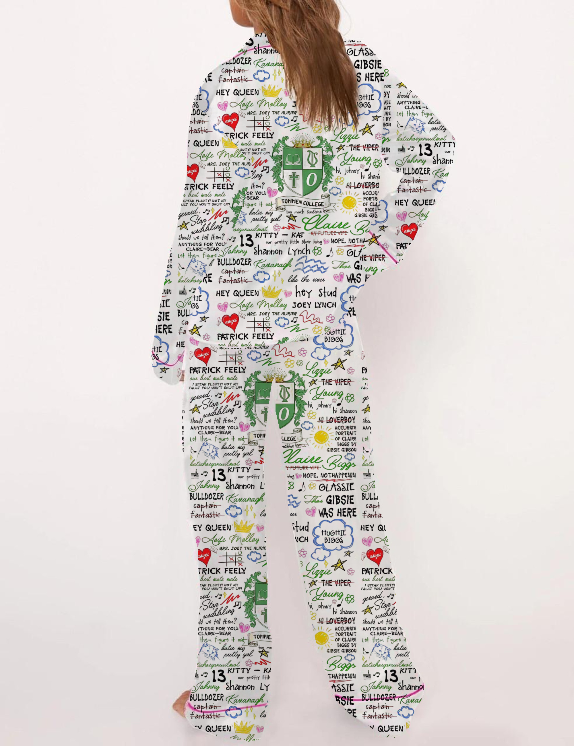 Tommen College Silky Satin Pajama Set For Women