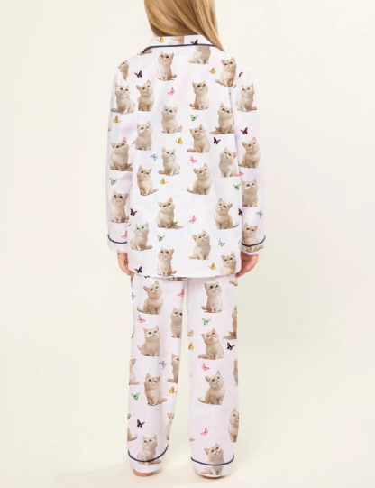 British Shorthair Kid's Silky Satin Pajama Set 