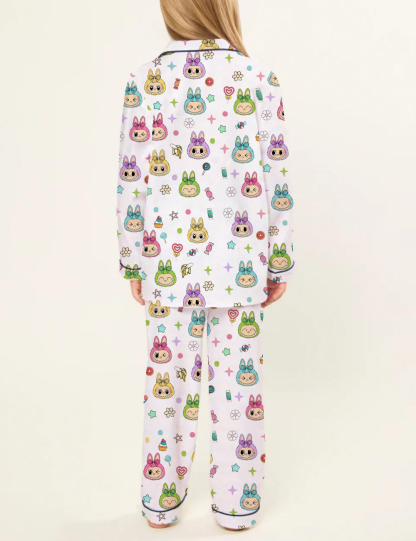 Trending Cute Monster Kid's Silky Satin Pajama Set 