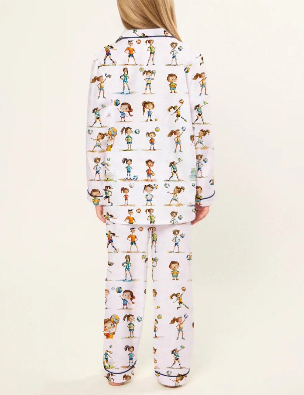 Volleyball Kid's Silky Satin Pajama Set 