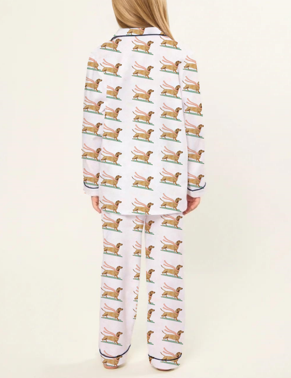 Dachshund Ski Kid's Silky Satin Pajama Set 