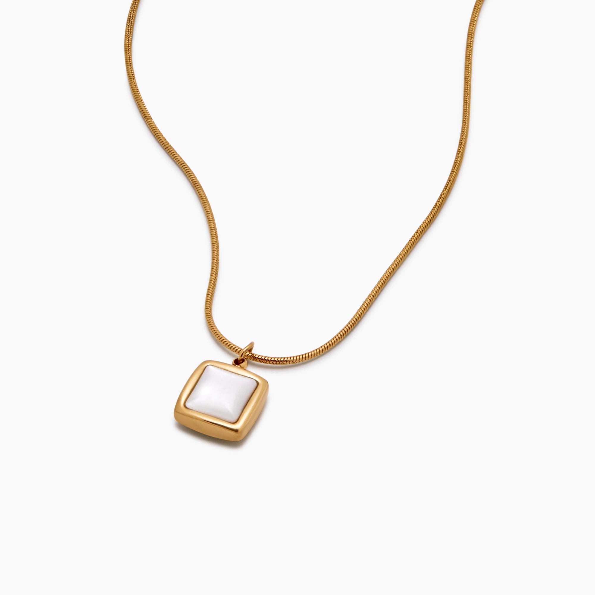 Mother Of Pearl Square Pendant Necklace