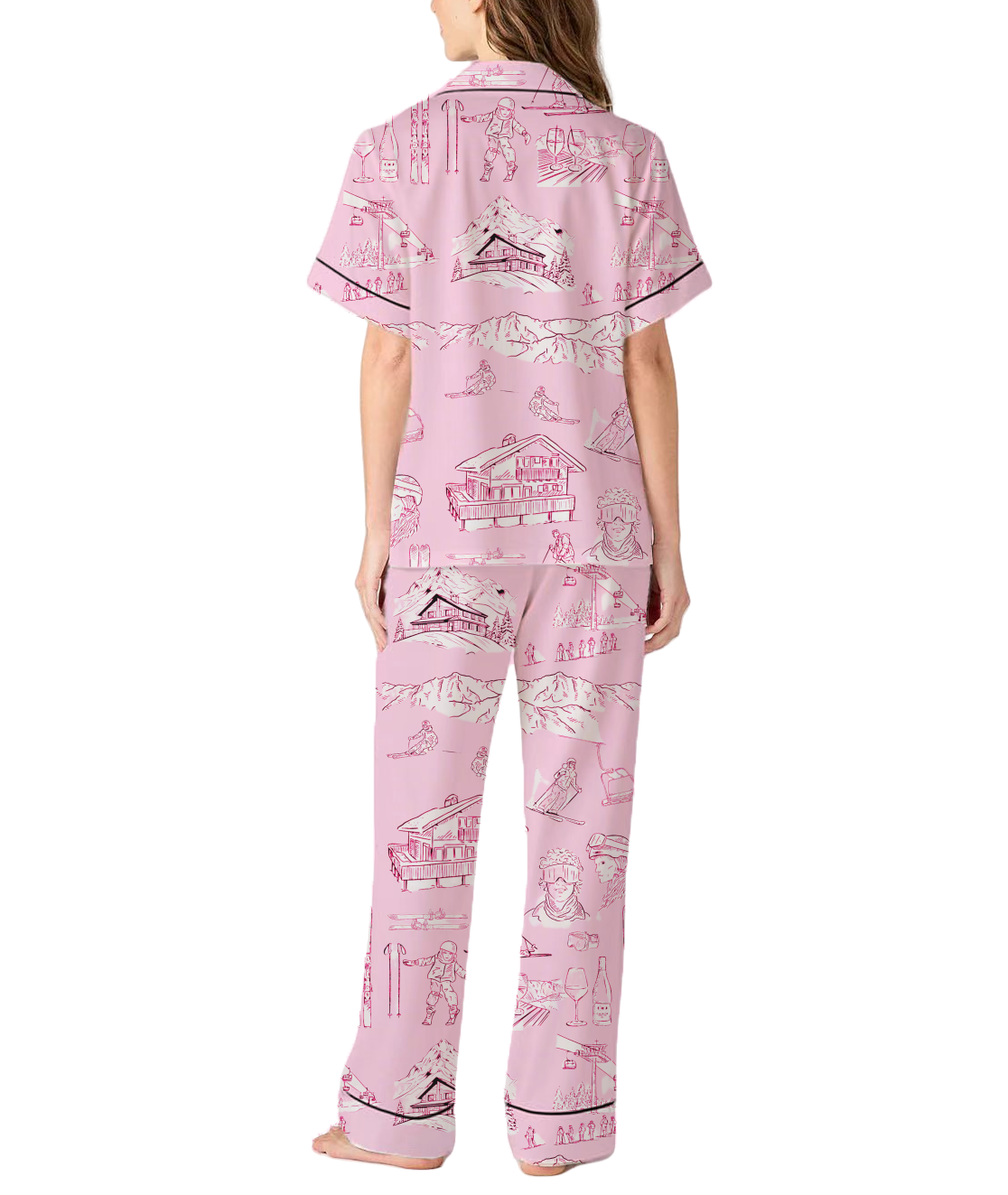 Après Ski Toile Silky Satin Pajama Set For Women
