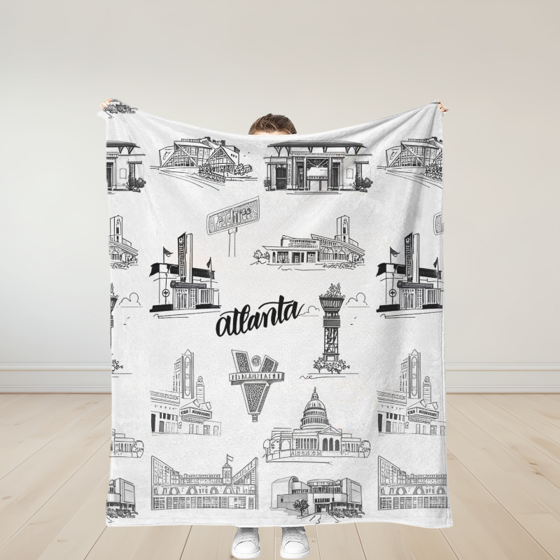 Personalized Atlanta Toile Traditional Soft Throw Blanket Birthday Gift