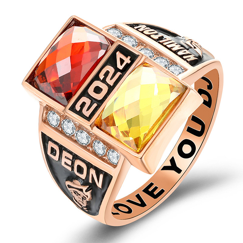 Personalized Square Birthstone Memorial Ring