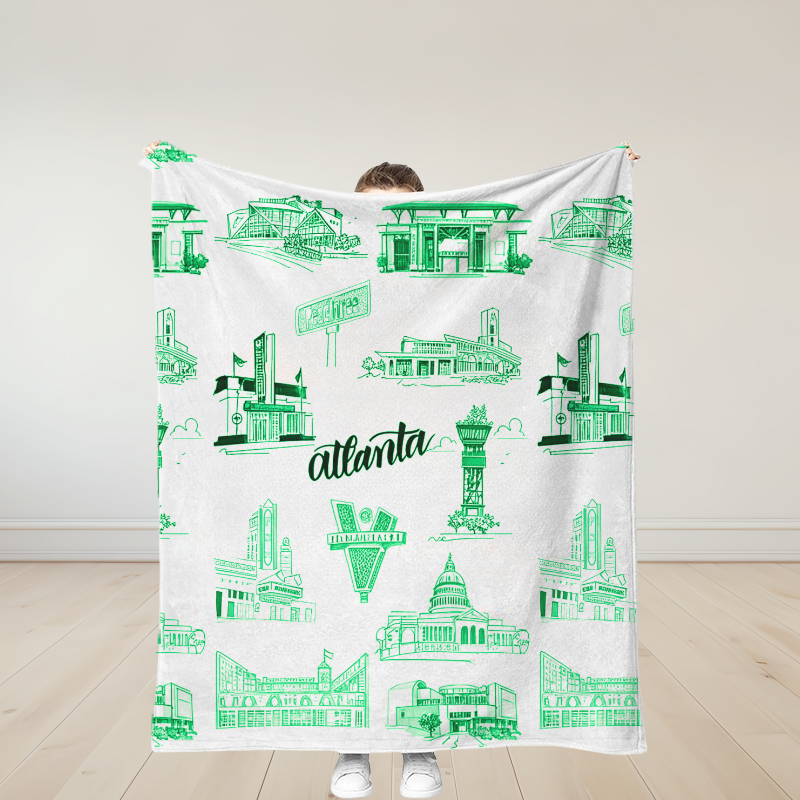 Personalized Atlanta Toile Traditional Soft Throw Blanket Birthday Gift
