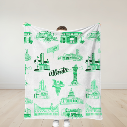 Personalized Atlanta Toile Traditional Soft Throw Blanket Birthday Gift