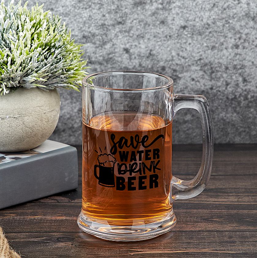 Personalized 16oz Funny Text Beer Glass with Handle Oktoberfest Party Birthday Gift for Liquor Lover