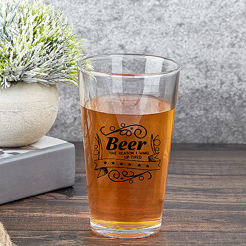 Personalized Beer Glass 16oz with Funny Text Gift for Beer Lovers
