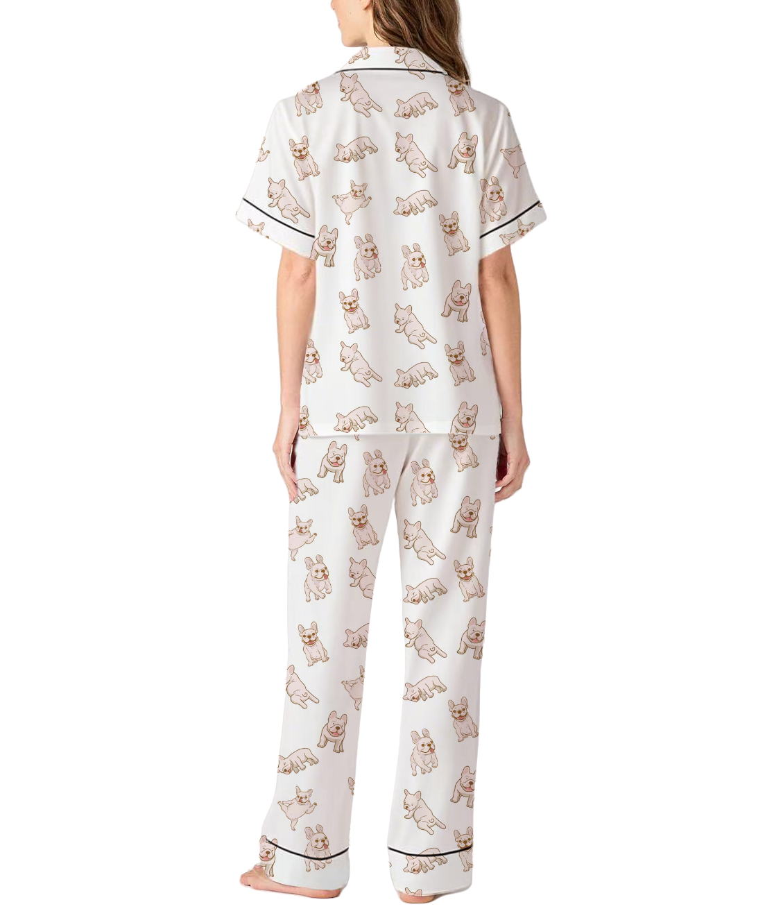 French Bulldogs Silky Satin Pajama Set For Women