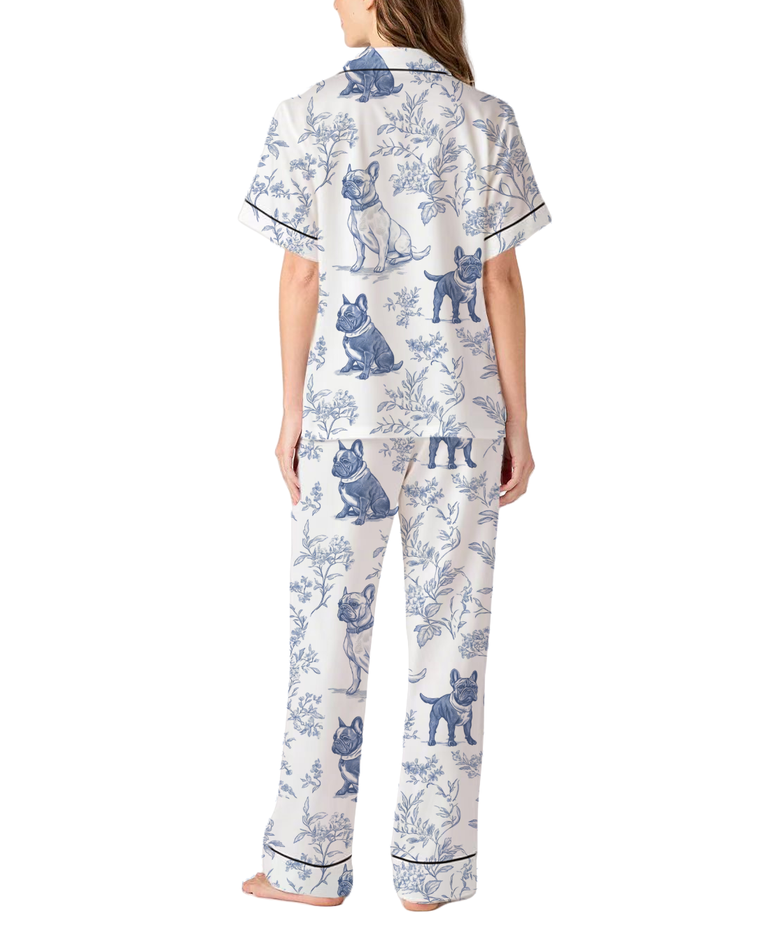 French Bulldogs Silky Satin Pajama Set For Women
