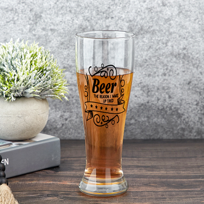 Personalized Beer Glass 16oz with Funny Text Gift for Beer Lovers