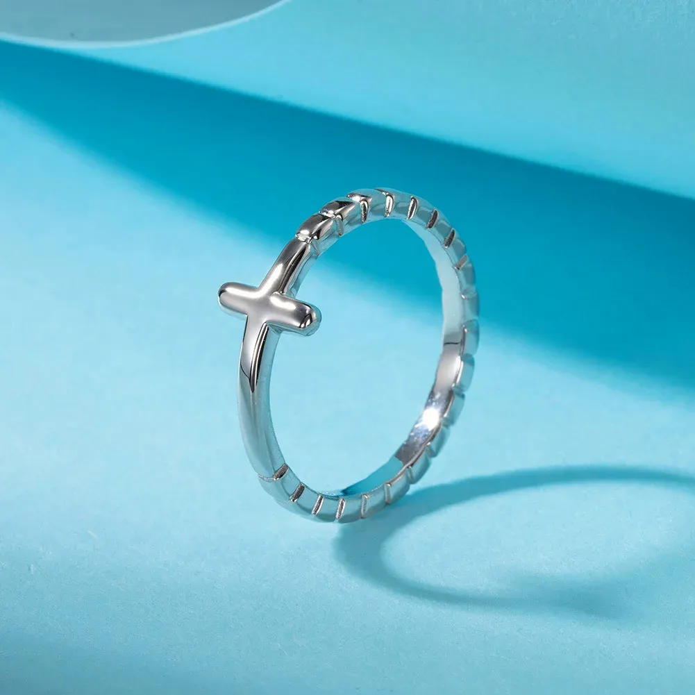 To My Daughter-Pray on it, Pray over it, Pray through it Minimalist Cross Ring