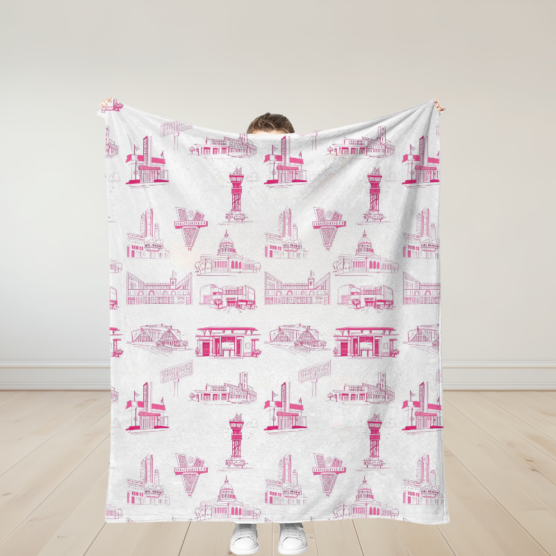 Personalized Atlanta Toile Traditional Soft Throw Blanket Birthday Gift
