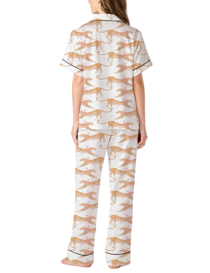 Cheetah Satin Pajama Pants Set For Women