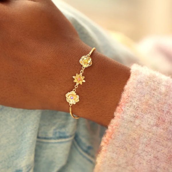 Personalized Birth Flower Necklace Bracelet for Mother Grandma Jewelry Gift