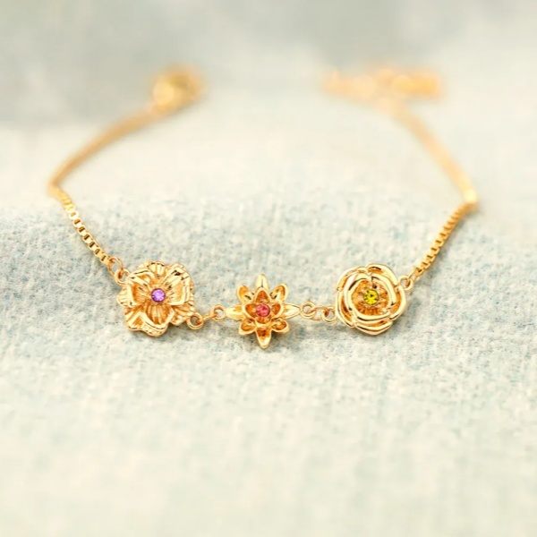 Personalized Birth Flower Necklace Bracelet for Mother Grandma Jewelry Gift