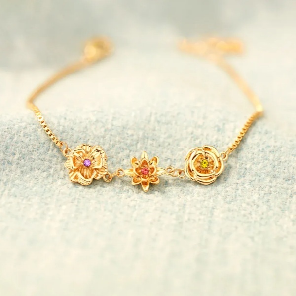 Personalized Birth Flower Necklace Bracelet for Mother Grandma Jewelry Gift
