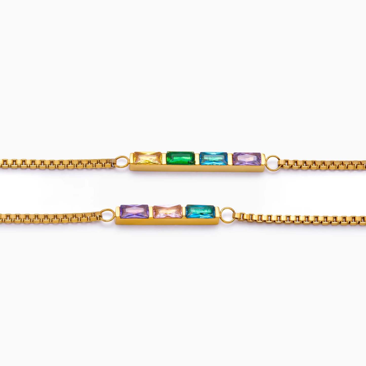Dainty Baguette Birthstone Bracelet