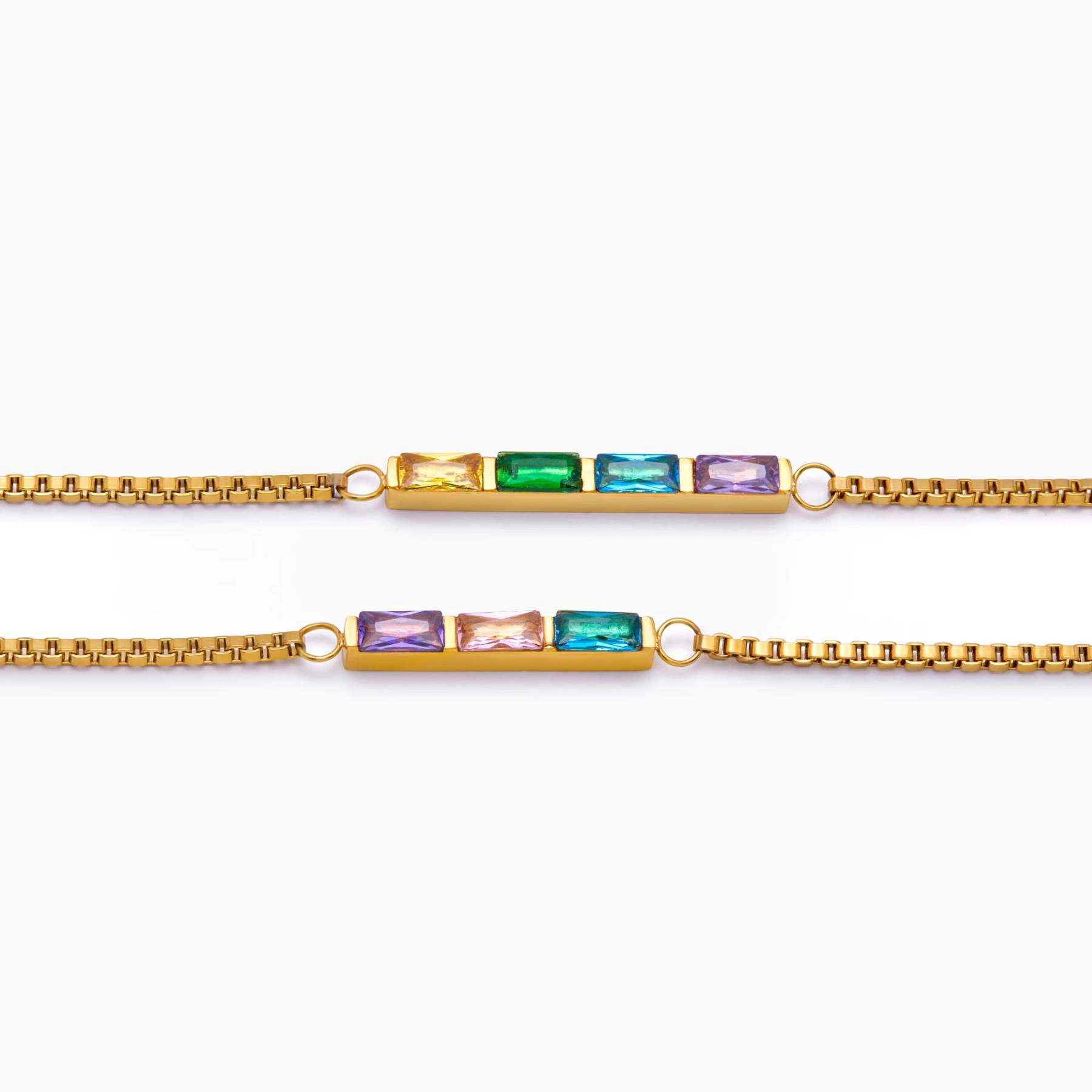 Dainty Baguette Birthstone Bracelet