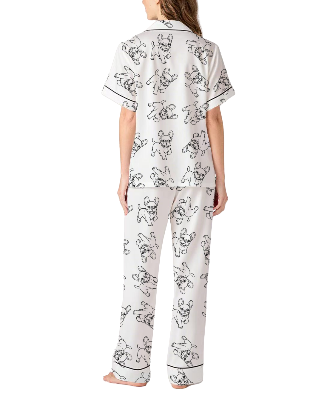 French Bulldogs Silky Satin Pajama Set For Women