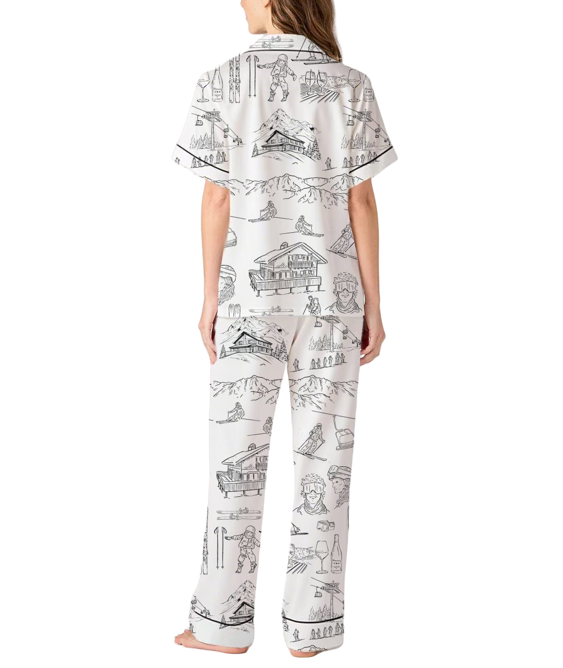 Après Ski Toile Silky Satin Pajama Set For Women