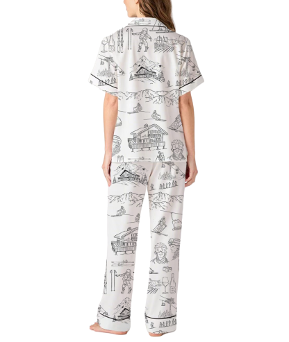 Après Ski Toile Silky Satin Pajama Set For Women